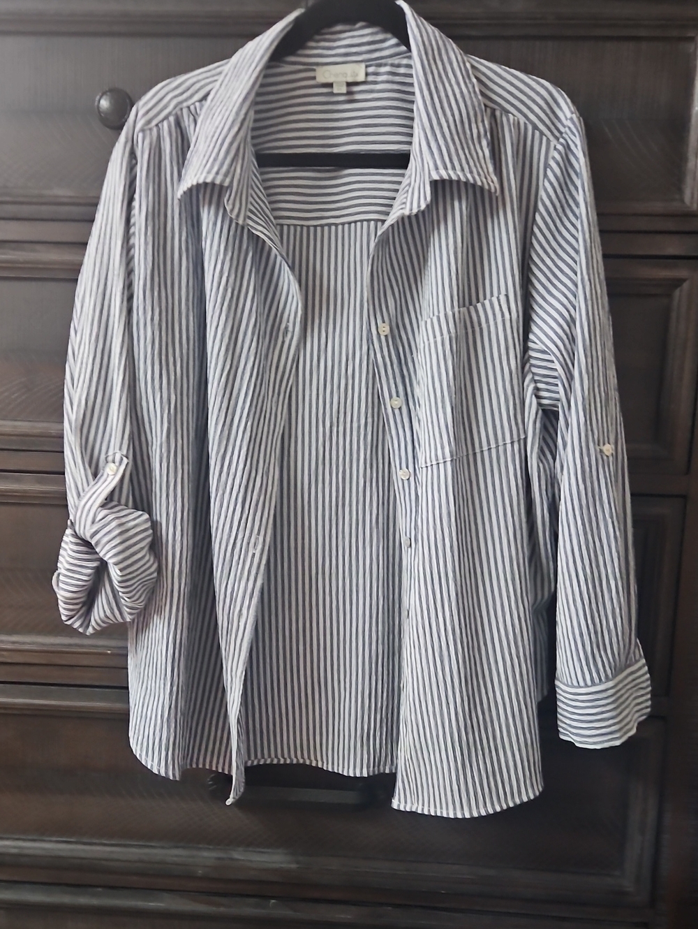 Chenault Striped Button-Down Shirt - Blue & White